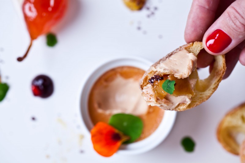 Foie gras ganache a lá creme brulee